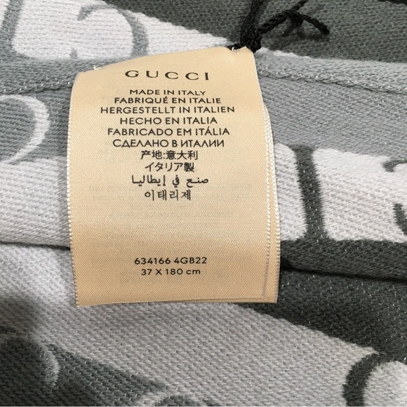 AUTHENTIC GUCCI WOOL STRIPED LONG SCARF -GREY / BLACK -NWT - Picture 4 of 8